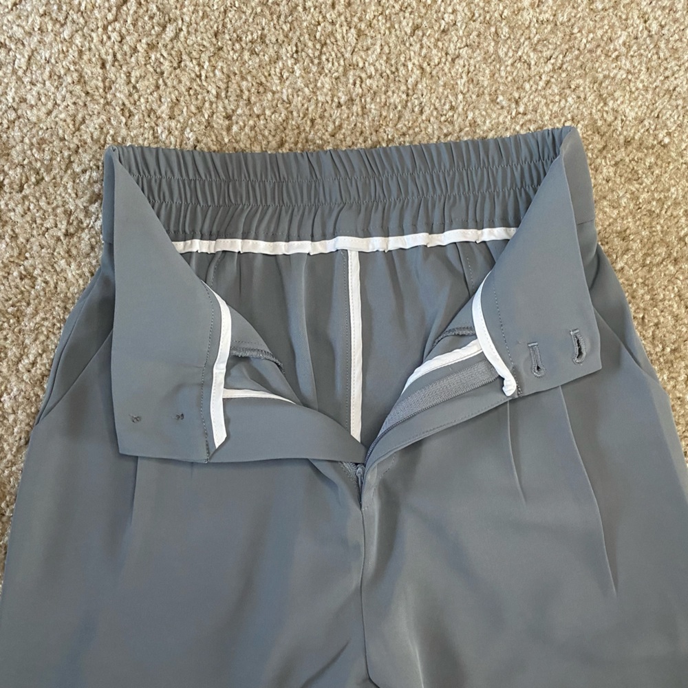 NWT J.ING Grey Half Elastic Pleat Detail Wide Leg Suit Pants - Picture 5 of 7